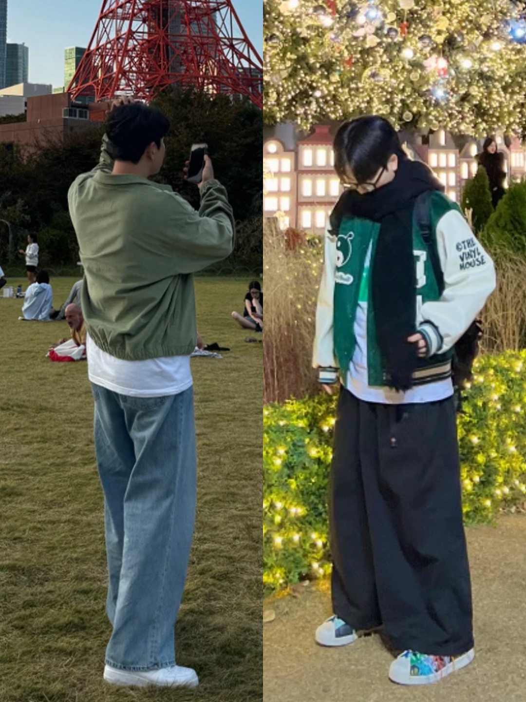 Nike Life Harrington Jacket Oil Green - Asia, Thevinylhouse Yin Yang Varsity Jacket Green 착용 스타일 - 2