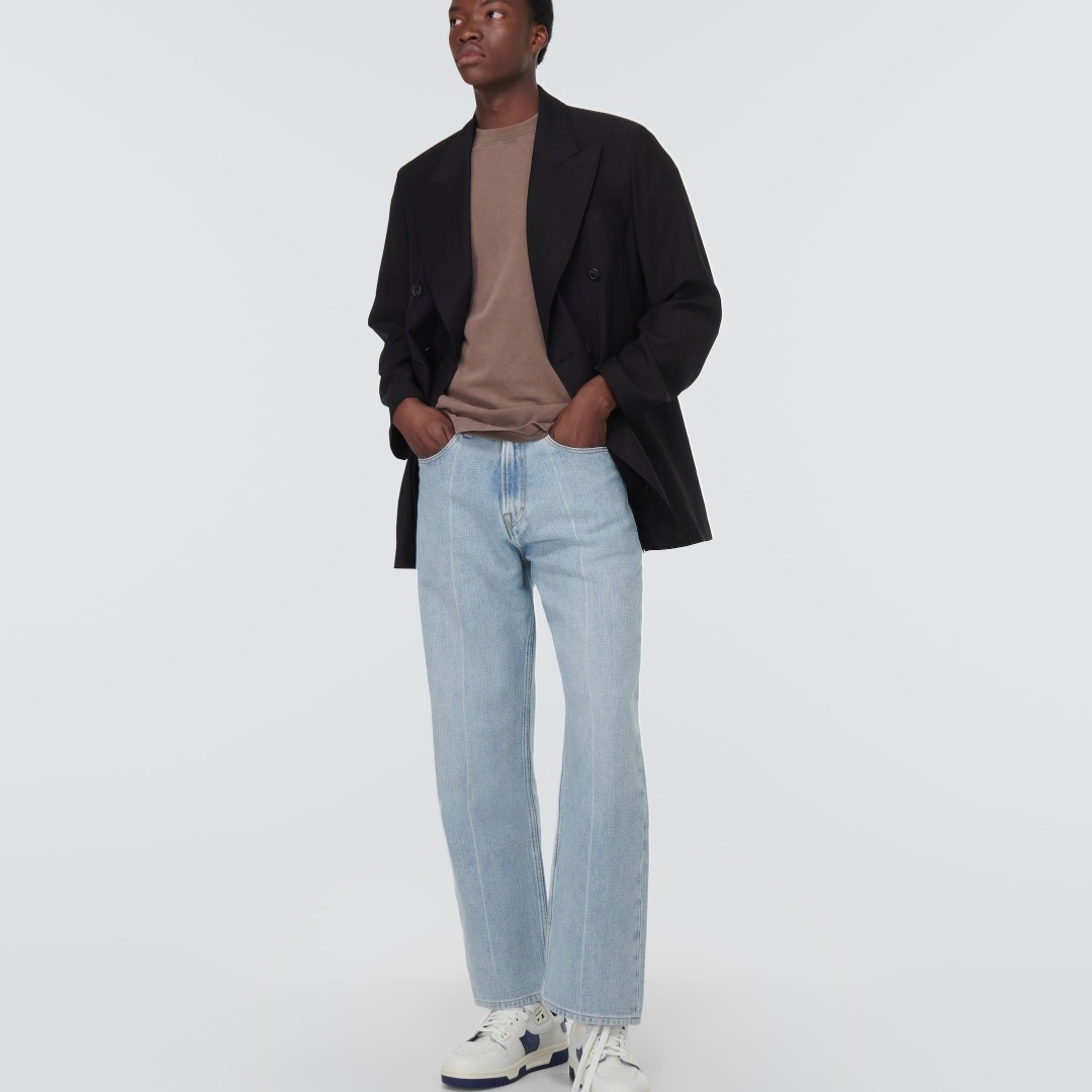 (W) Acne Studios Low Top Sneakers White Blue 착용 스타일 - 3