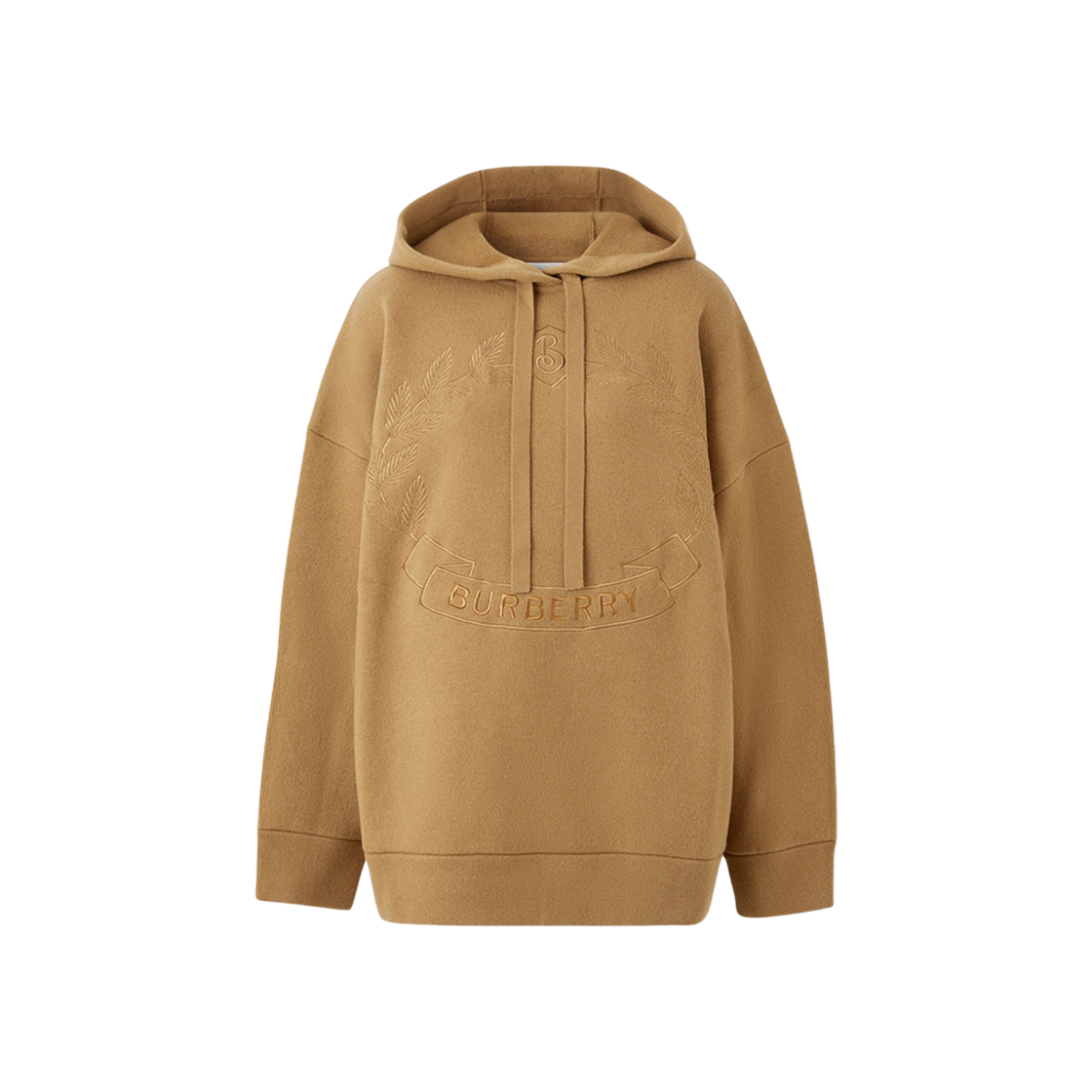 (W) Burberry Embroidered Oak Leaf Crest Oversized Hoodie Camel 상세 이미지 1