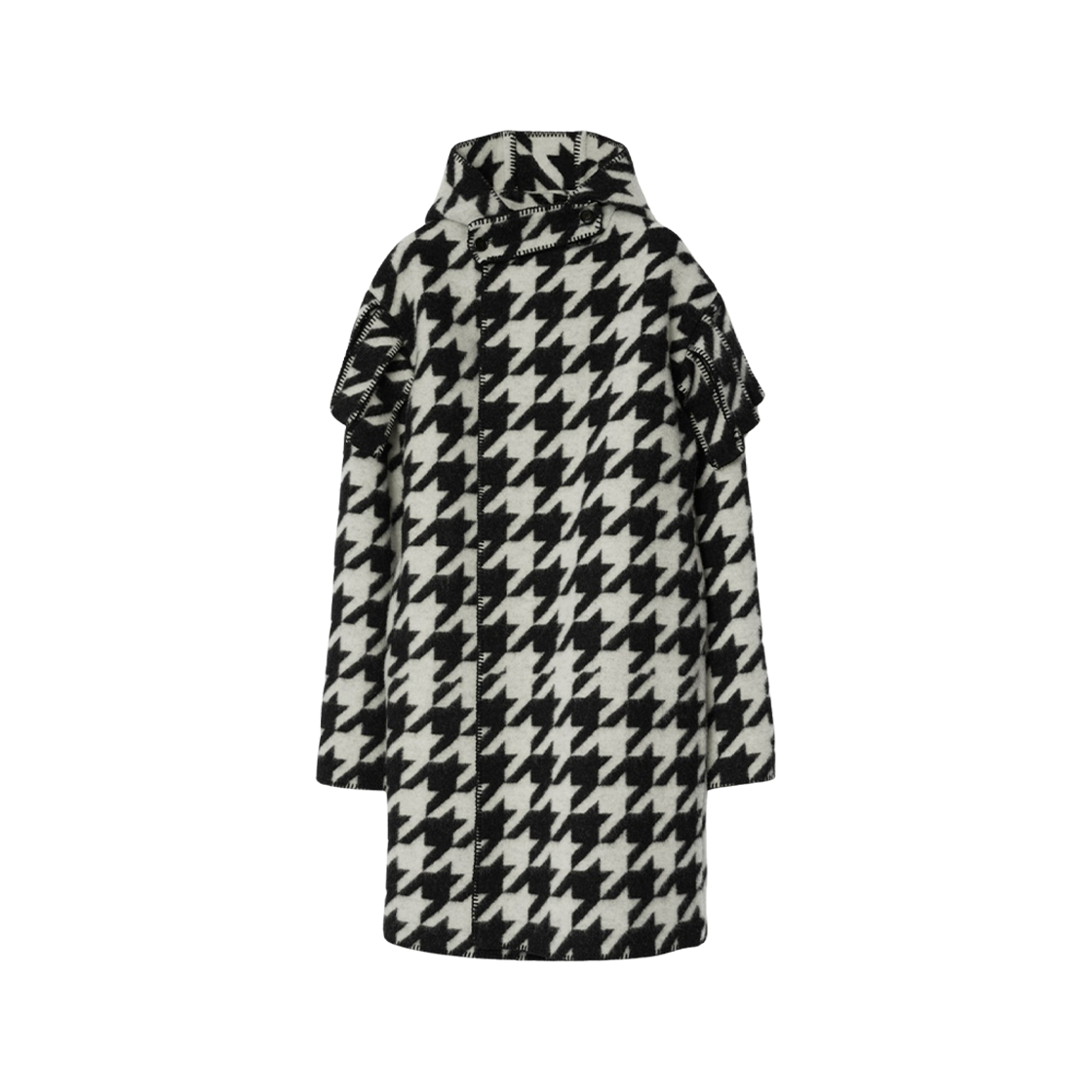 Burberry Houndstooth Wool Blanket Cape Black 상세 이미지 1