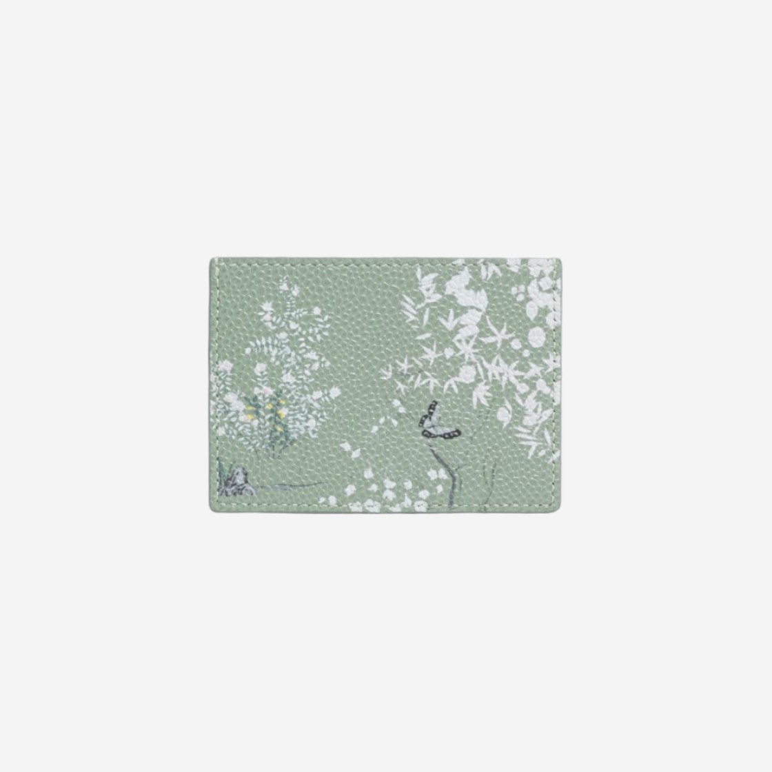 Thom Browne Pebble Grain Leather Toile Single Card Holder Medium Green 상세 이미지 2