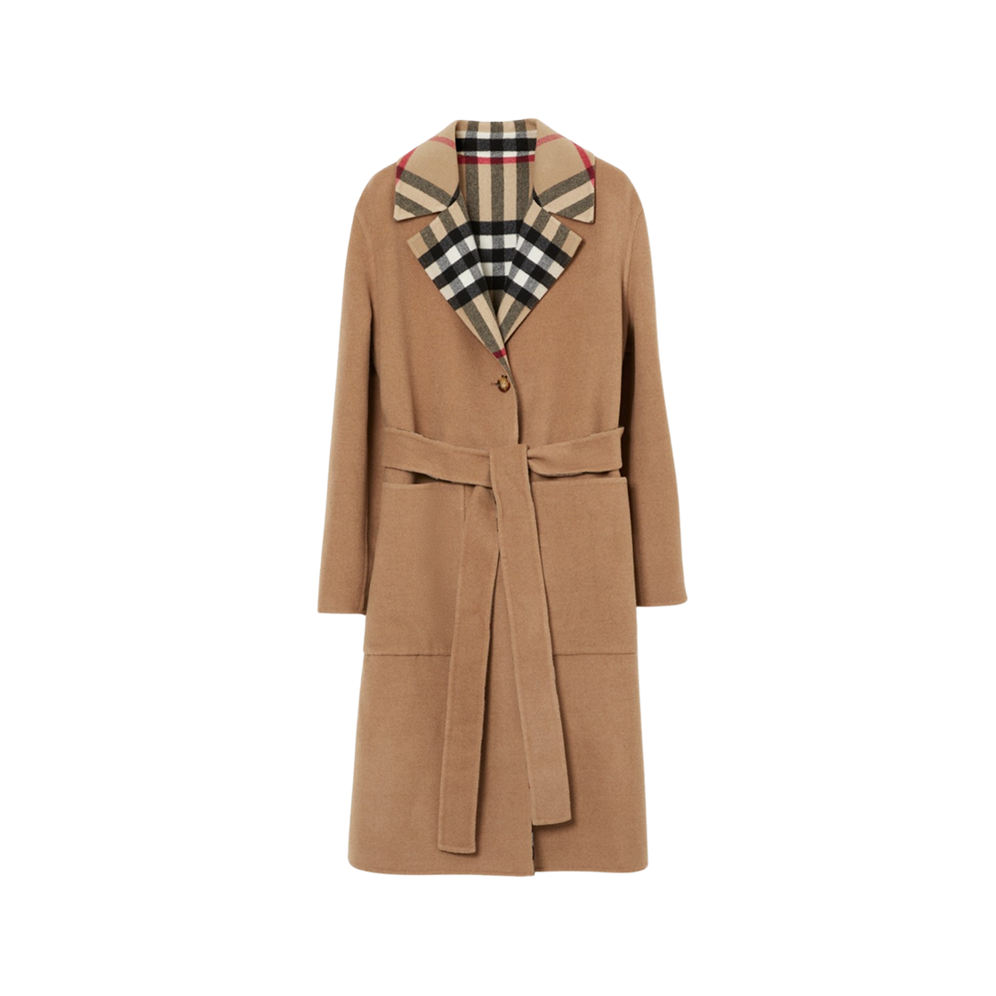 (W) Burberry Check Wool Reversible Coat Archive Beige 상세 이미지 1