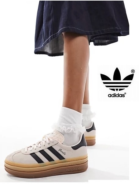 (W) Adidas Gazelle Bold Wonder Quartz Core Black 착용 스타일 - 2