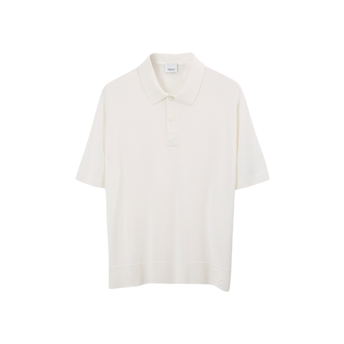 Burberry Wool Silk Polo Shirt Natural White 상세 이미지 1