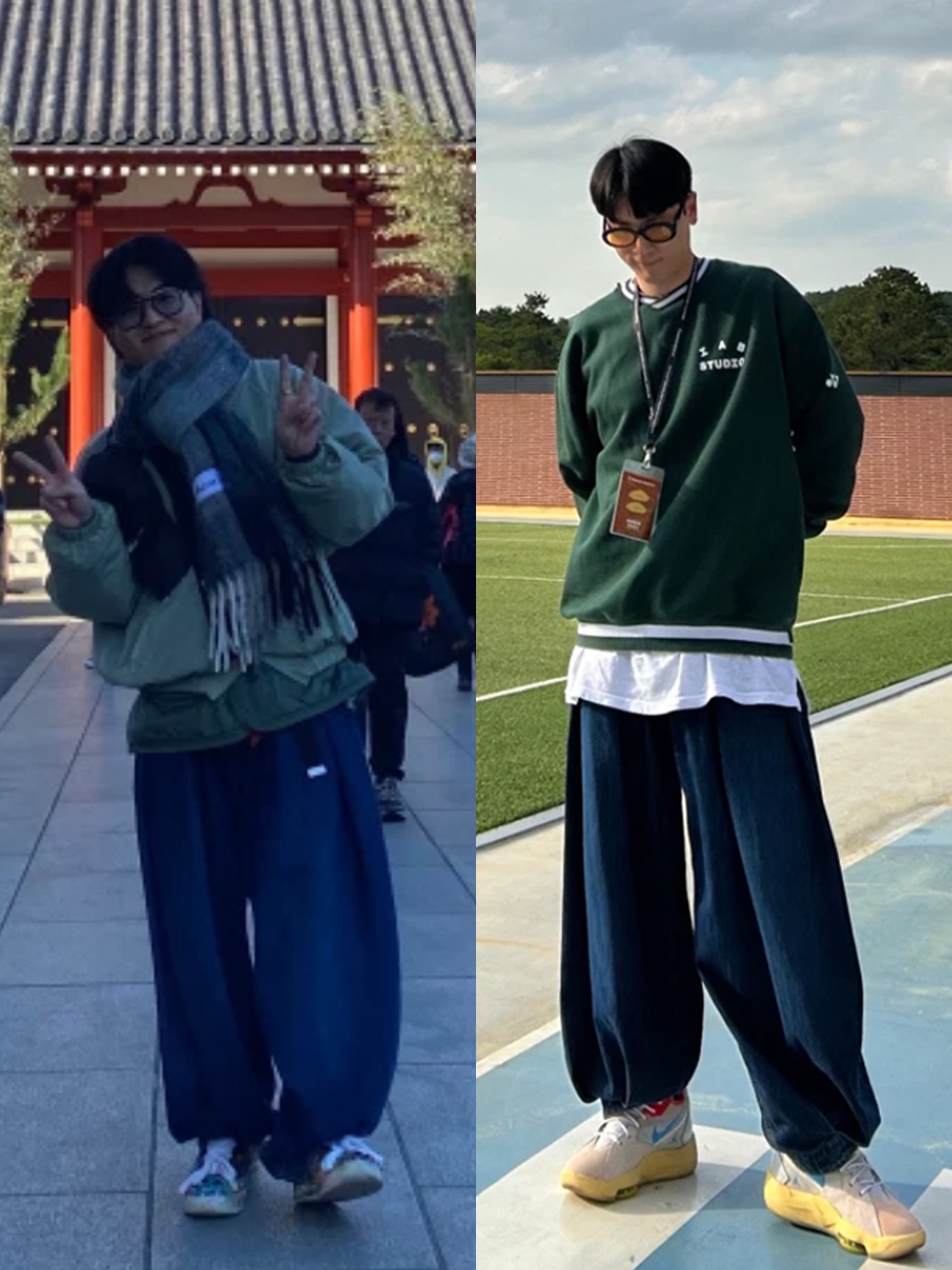 Nike Life Harrington Jacket Oil Green - Asia, Thevinylhouse Yin Yang Varsity Jacket Green 착용 스타일 - 3