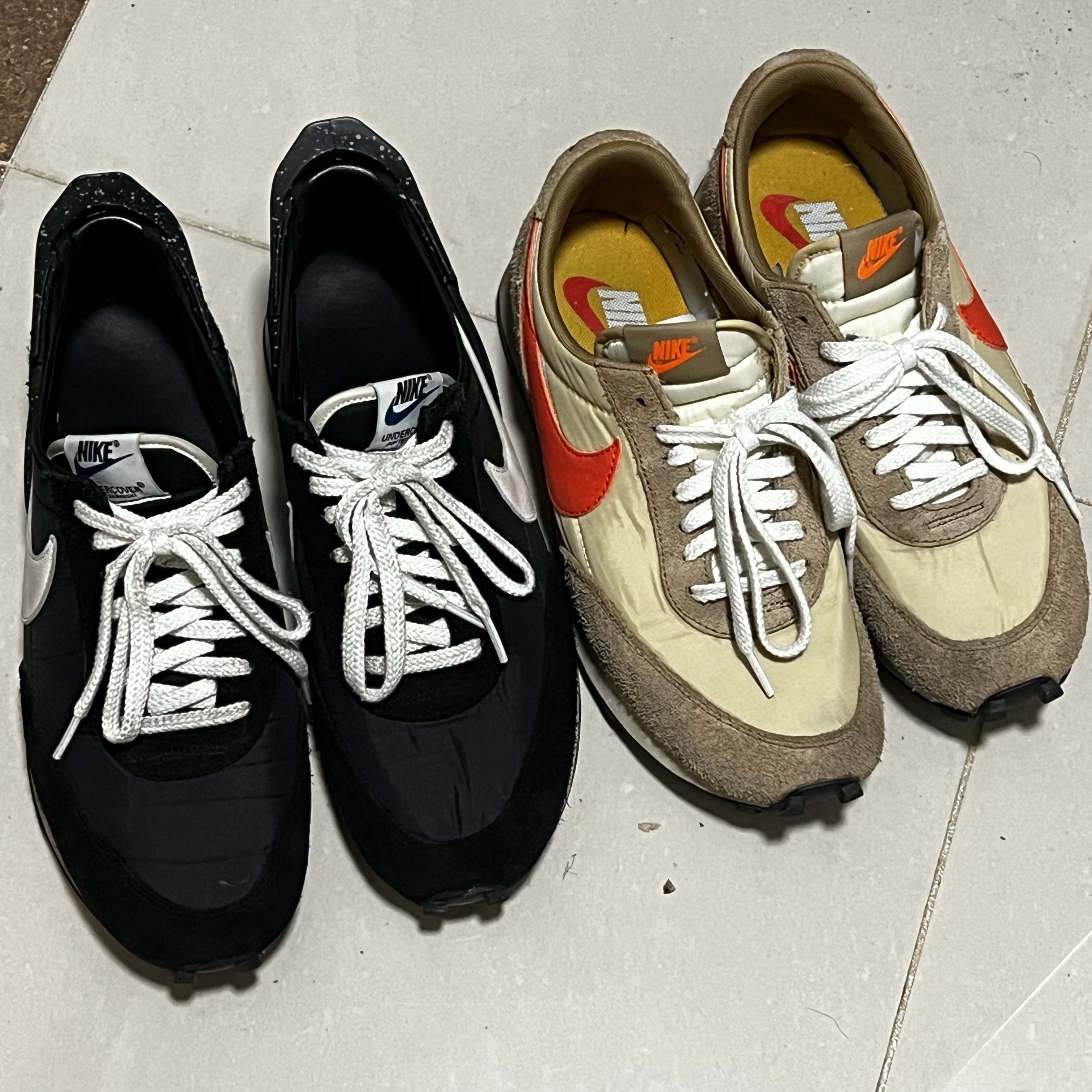Nike x Undercover Daybreak Black, Nike Daybreak SP Vegas Gold College Orange 착용 스타일