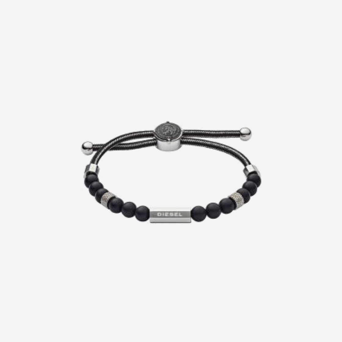 Diesel Dx1151 Beaded Agate Bracelet Black Silver 상세 이미지 1