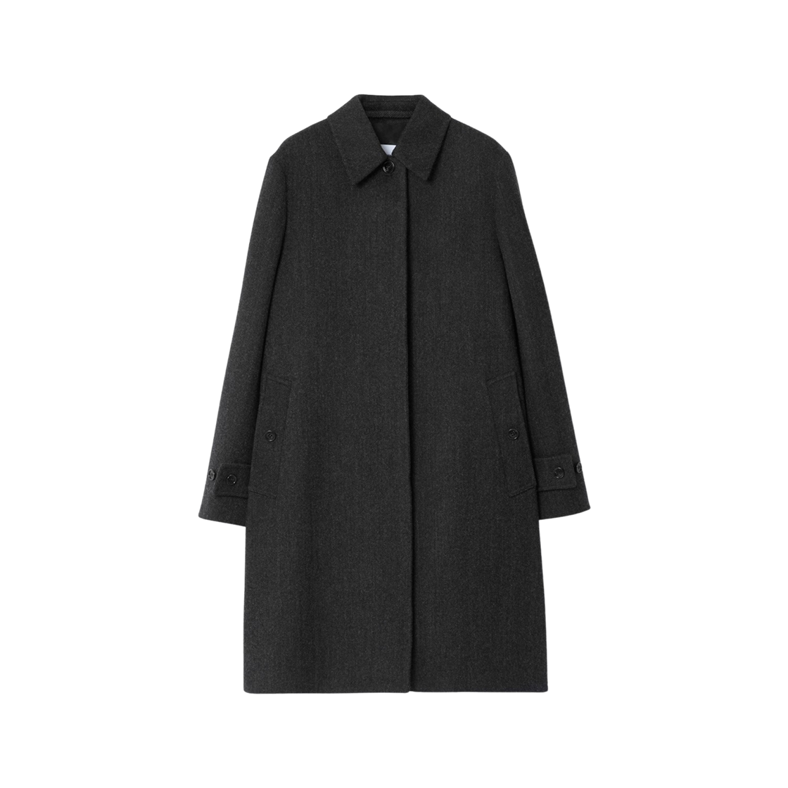 (W) Burberry Wool Blend Car Coat Charcoal 상세 이미지 1