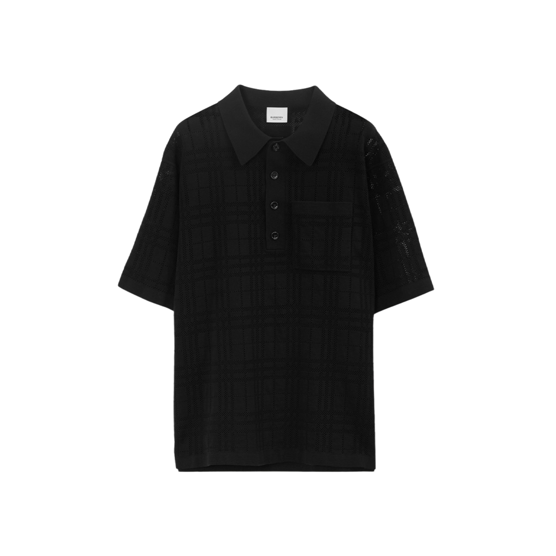 Burberry Check Technical Cotton Oversized Polo Shirt Black 상세 이미지 1