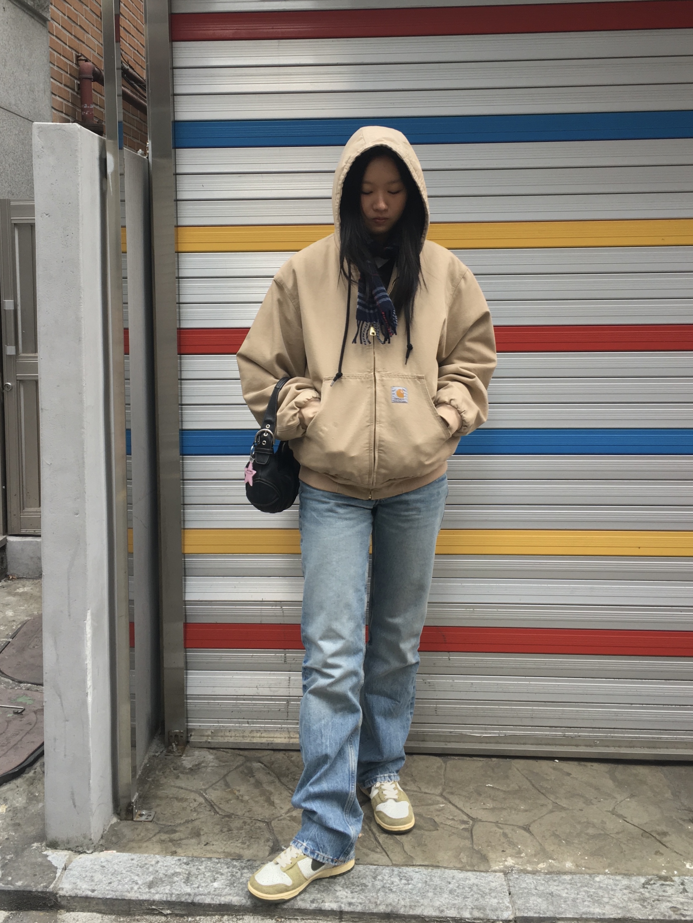 Carhartt WIP Dearborn Canvas OG Active Jacket Dusty Hamilton Brown Aged Canvas - Winter, Nike Dunk High Re-Raw Coriander 착용 스타일 - 2