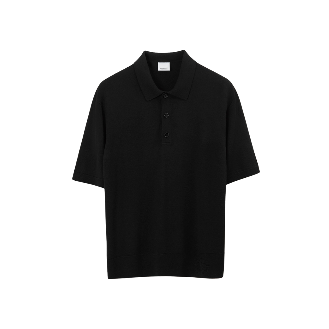 Burberry EKD Wool Silk Blend Polo Shirt Black 상세 이미지 1