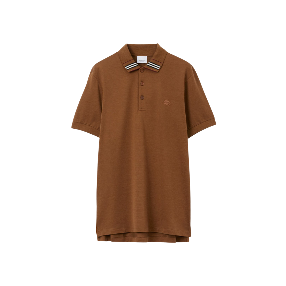 Burberry EKD Cotton Silk Polo Shirt Dark Birch Brown 상세 이미지 1