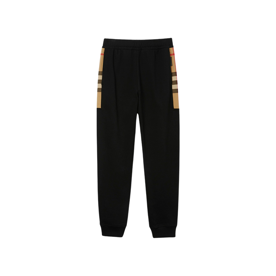 Burberry Check Trim Cotton Jogging Pants Black Archive Beige 상세 이미지 1