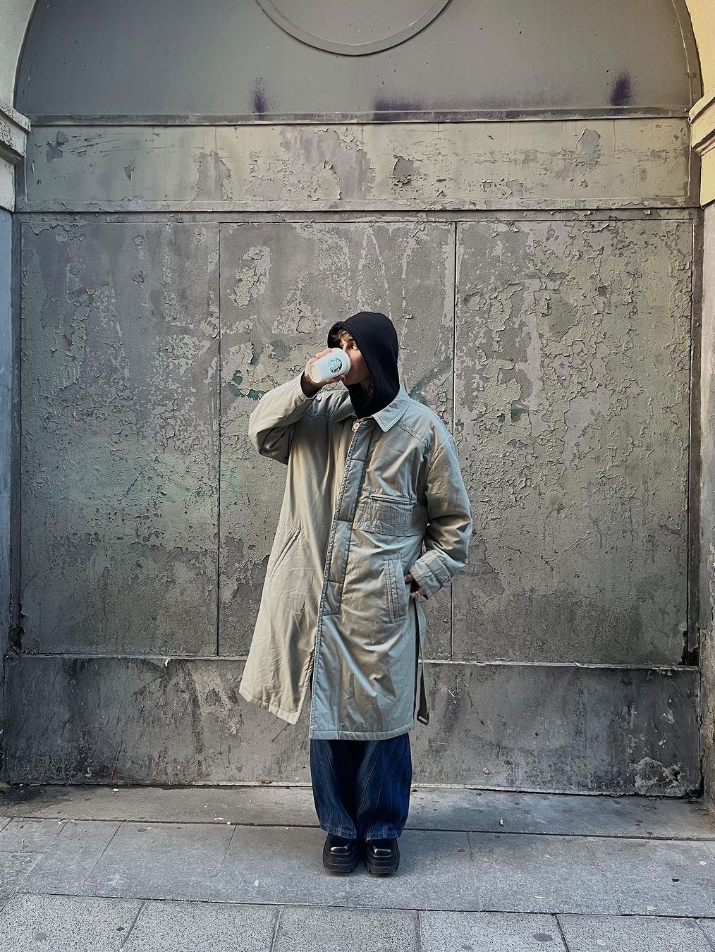 STU Double Coat Camel, Traktat Field Zip-Up Padded Coat Yellow 착용 스타일 - 6