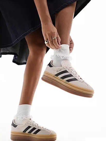 (W) Adidas Gazelle Bold Wonder Quartz Core Black 착용 스타일 - 3