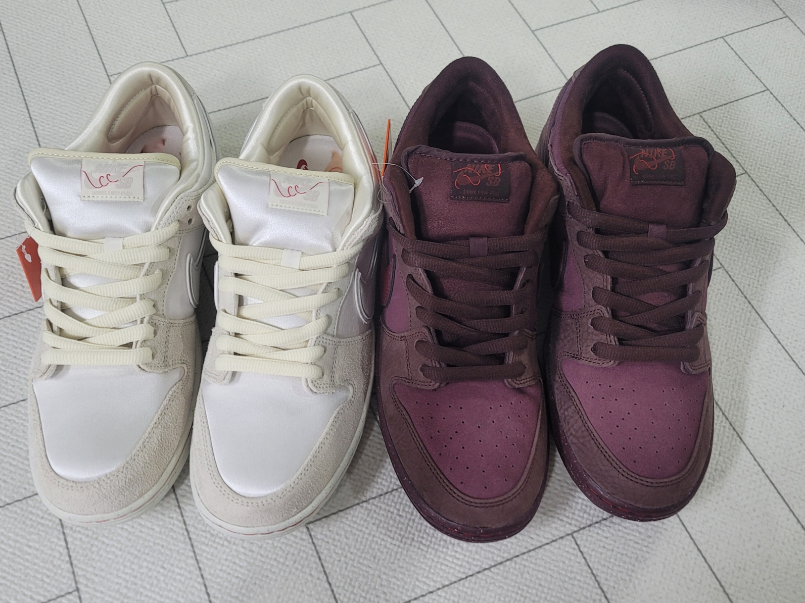 Nike SB Dunk Low PRM Burgundy Crush, Nike SB Dunk Low PRM Coconut Milk 착용 스타일 - 2