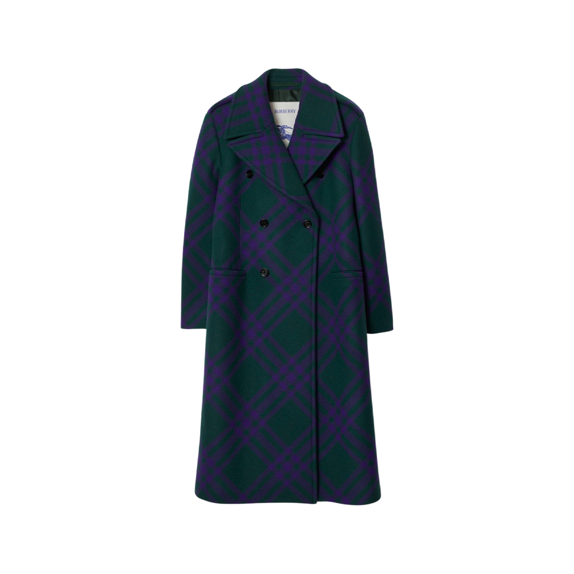 Burberry Check Wool Blend Coat Deep Royal 상세 이미지 1