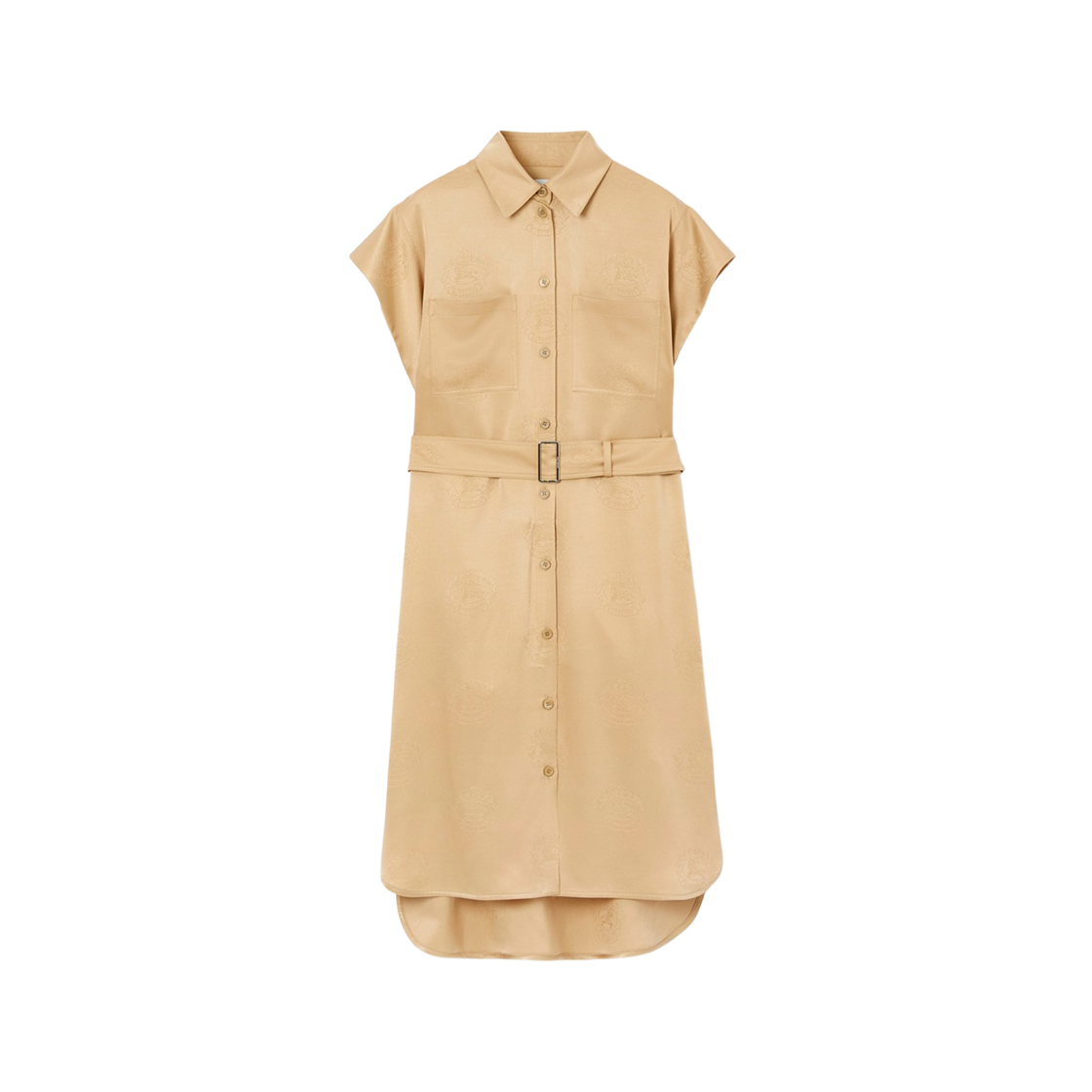 (W) Burberry EKD Silk Dress Soft Fawn 상세 이미지 1