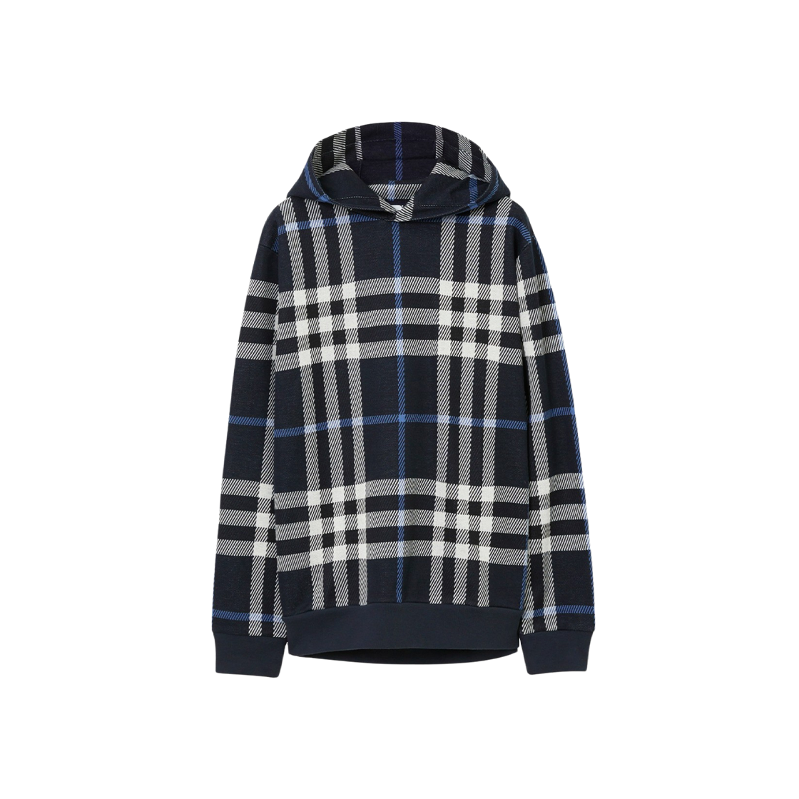 Burberry Check Cotton Jacquard Hoodie White Dark Blue 상세 이미지 1