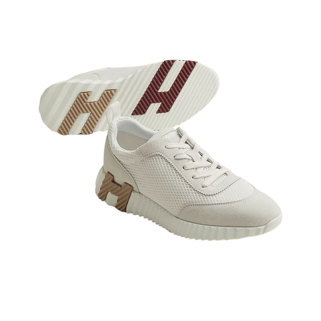 (W) 에르메스 바운싱 스니커즈 그래픽 메쉬 스웨이드 고트스킨 & 블랑((W) Hermes Bouncing Sneakers Graphic Mesh Suede Goatskin & Blanc) - 3