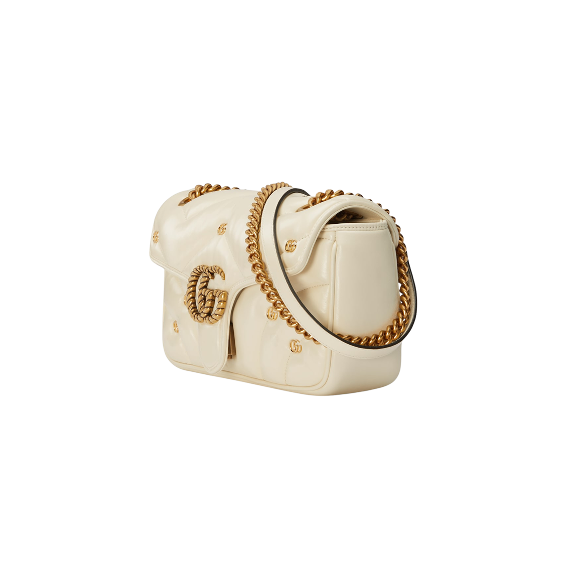 Gucci GG Marmont Small Shoulder Bag White Leather 상세 이미지 2