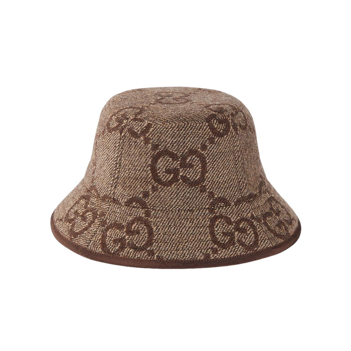 Gucci Jumbo GG Wool Bucket Hat Brown Beige 상세 이미지 1