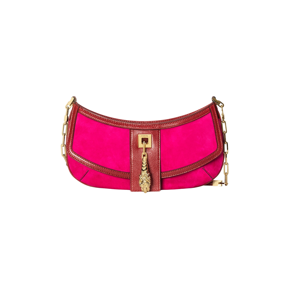 Gucci Tiger Head Small Shoulder Bag Fushsia Suede 상세 이미지 1