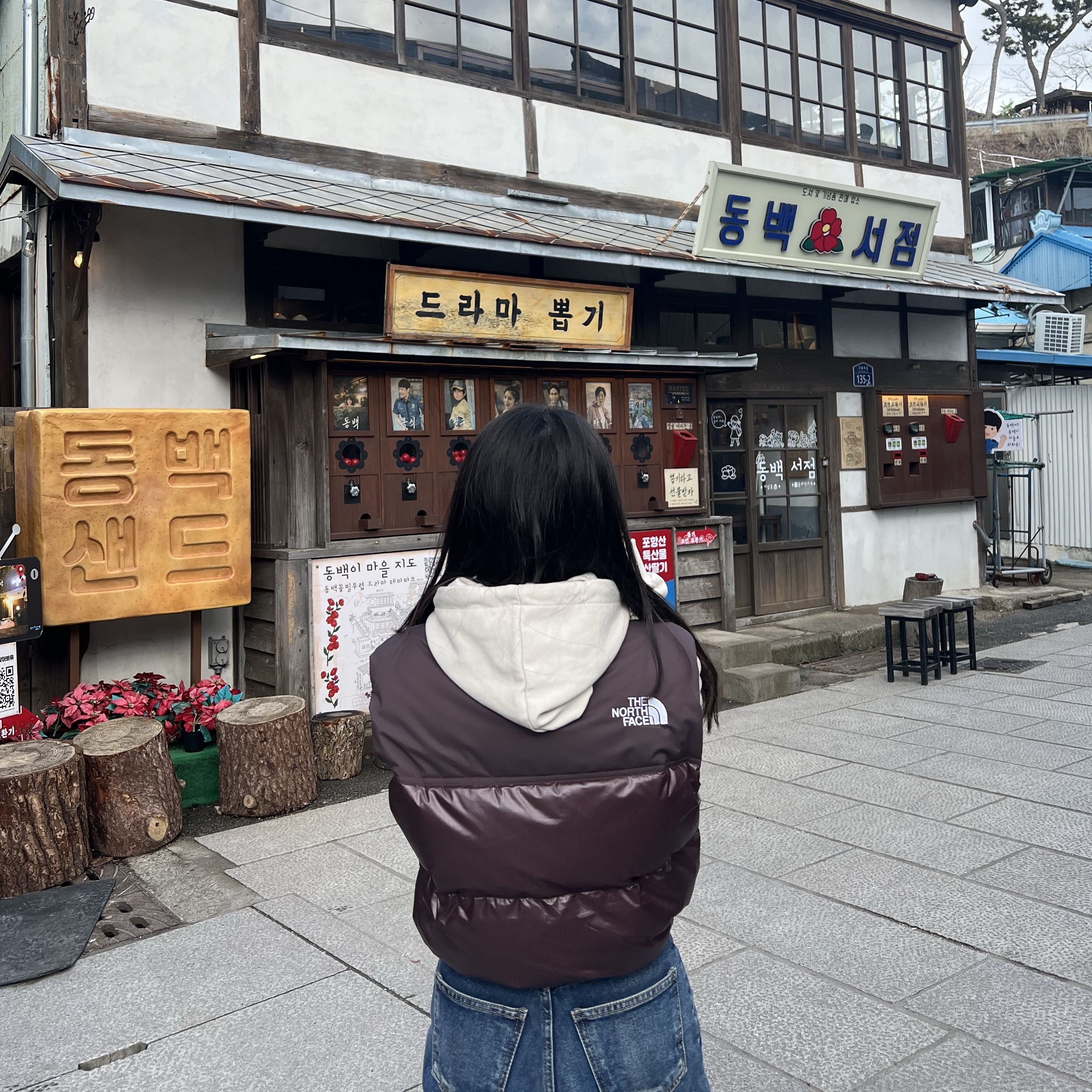(W) The North Face White Label Novelty Nuptse Down Vest Brown 착용 스타일
