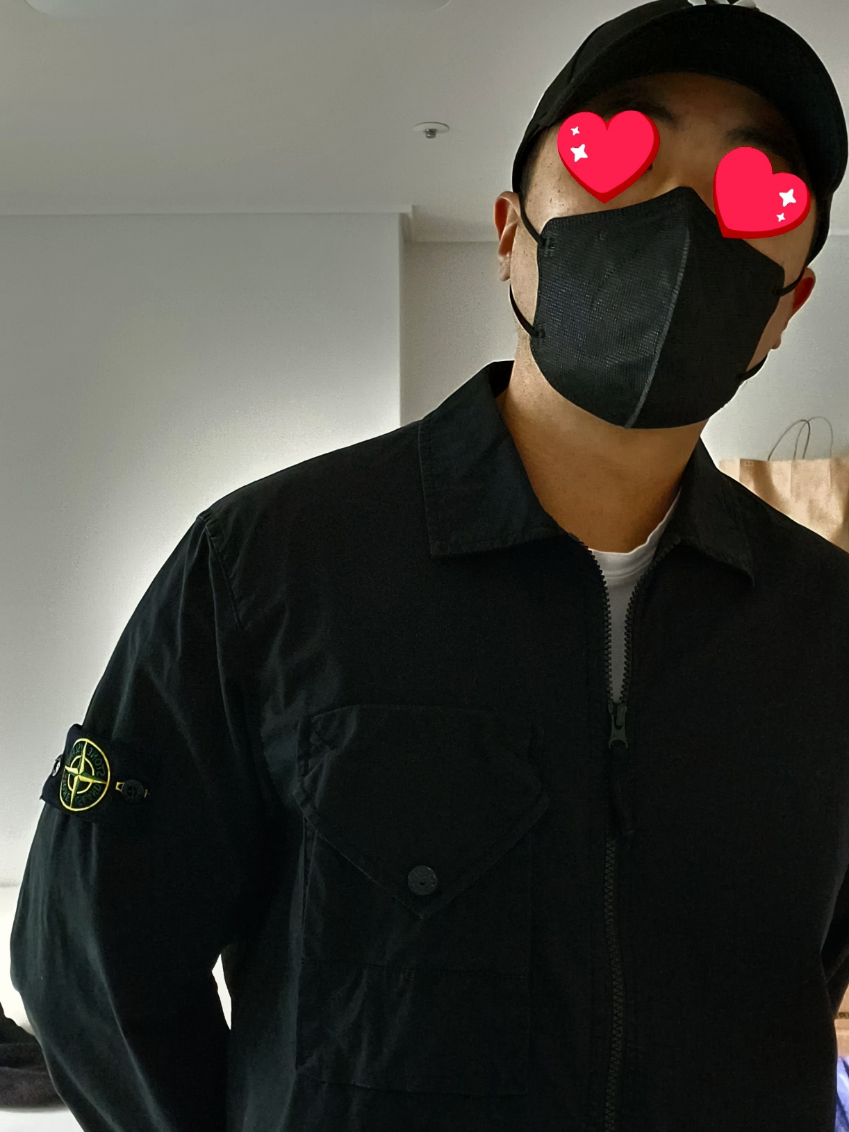 Stone Island 11010 Stretch Cotton Gabardine Overshirt Black - 23FW 착용 스타일