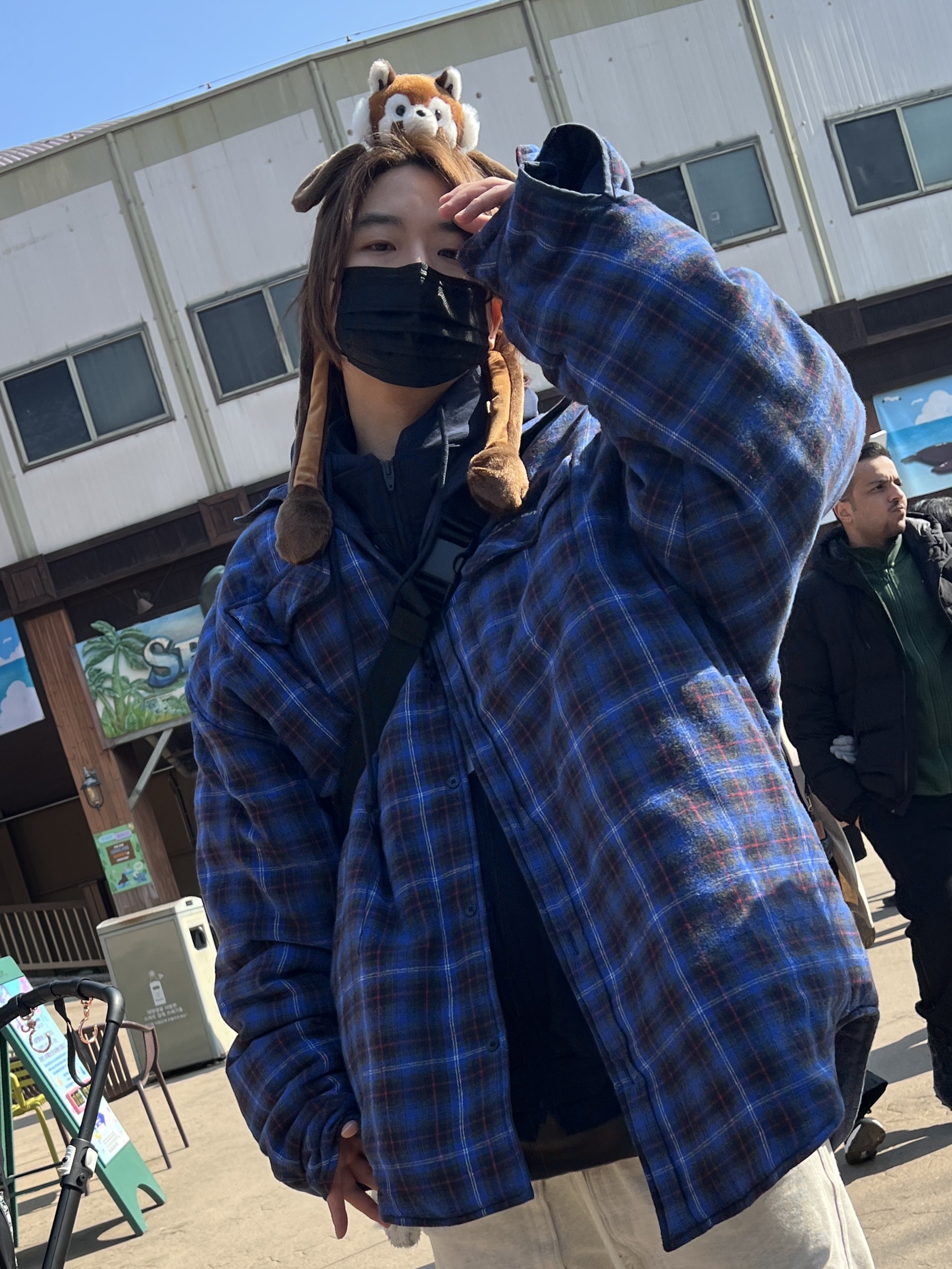 Project G/R Reversible Padded Check Shirt Navy, Nike x Supreme Air Force 1 Low Flax 착용 스타일 - 4