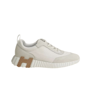 (W) Hermes Bouncing Sneakers Graphic Mesh Suede Goatskin & Blanc