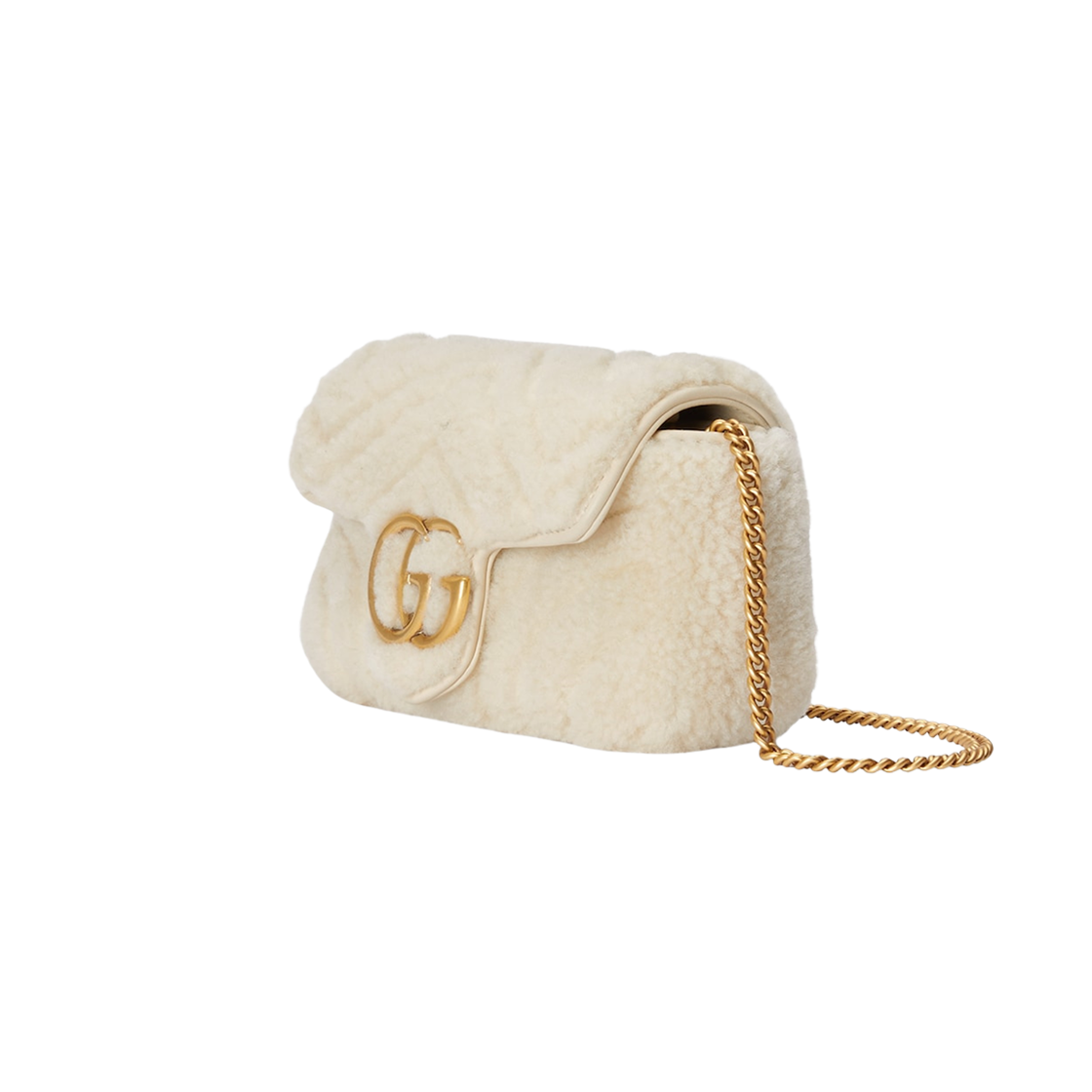 Gucci GG Marmont Super Mini Bag White Shearling 상세 이미지 2