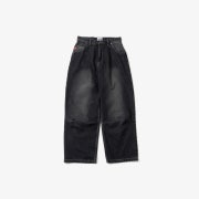9090 King Logo Buggy Denim Pants Black
