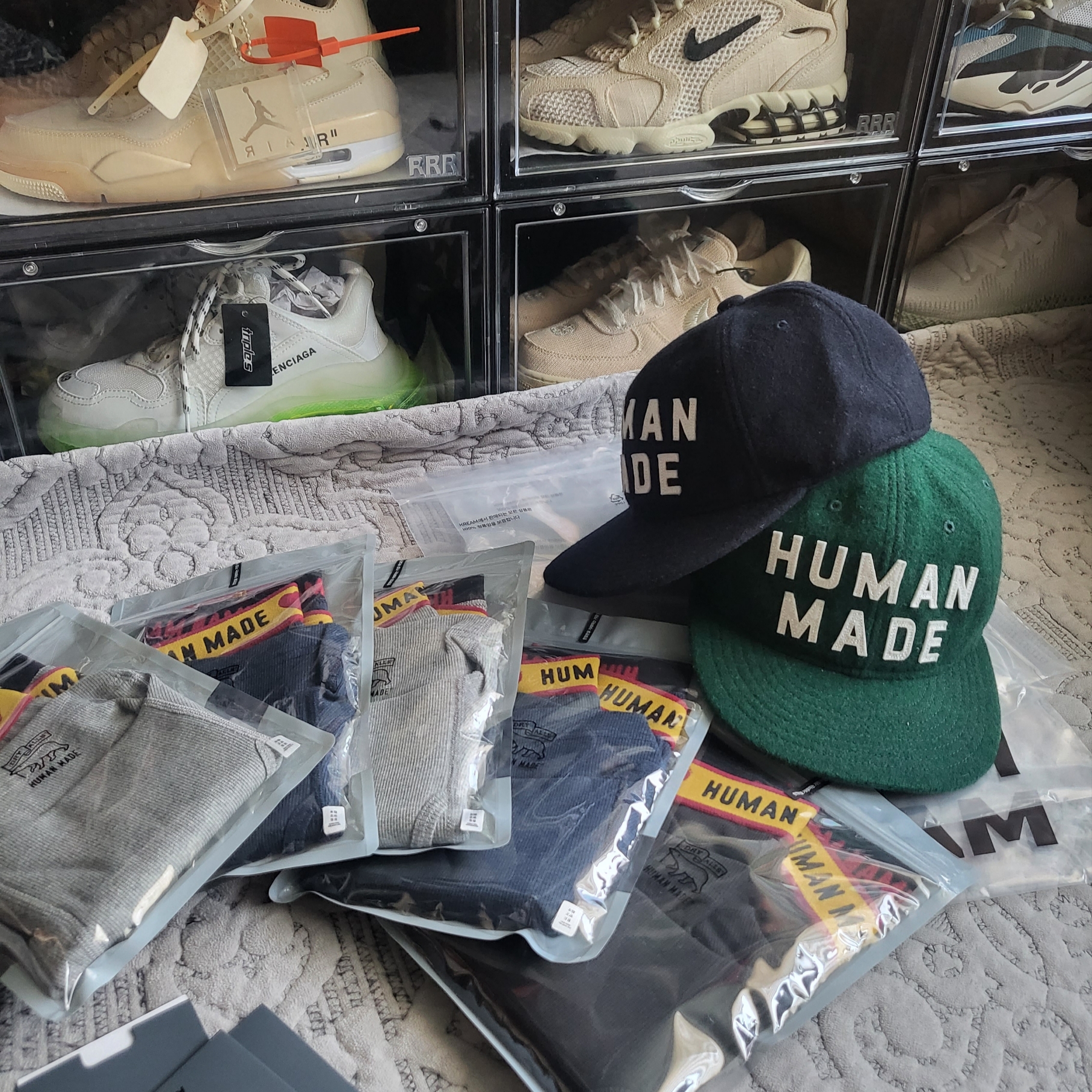 Human made Boxer Brief Grey, Human Made 6-Panel Wool Cap Navy 착용 스타일