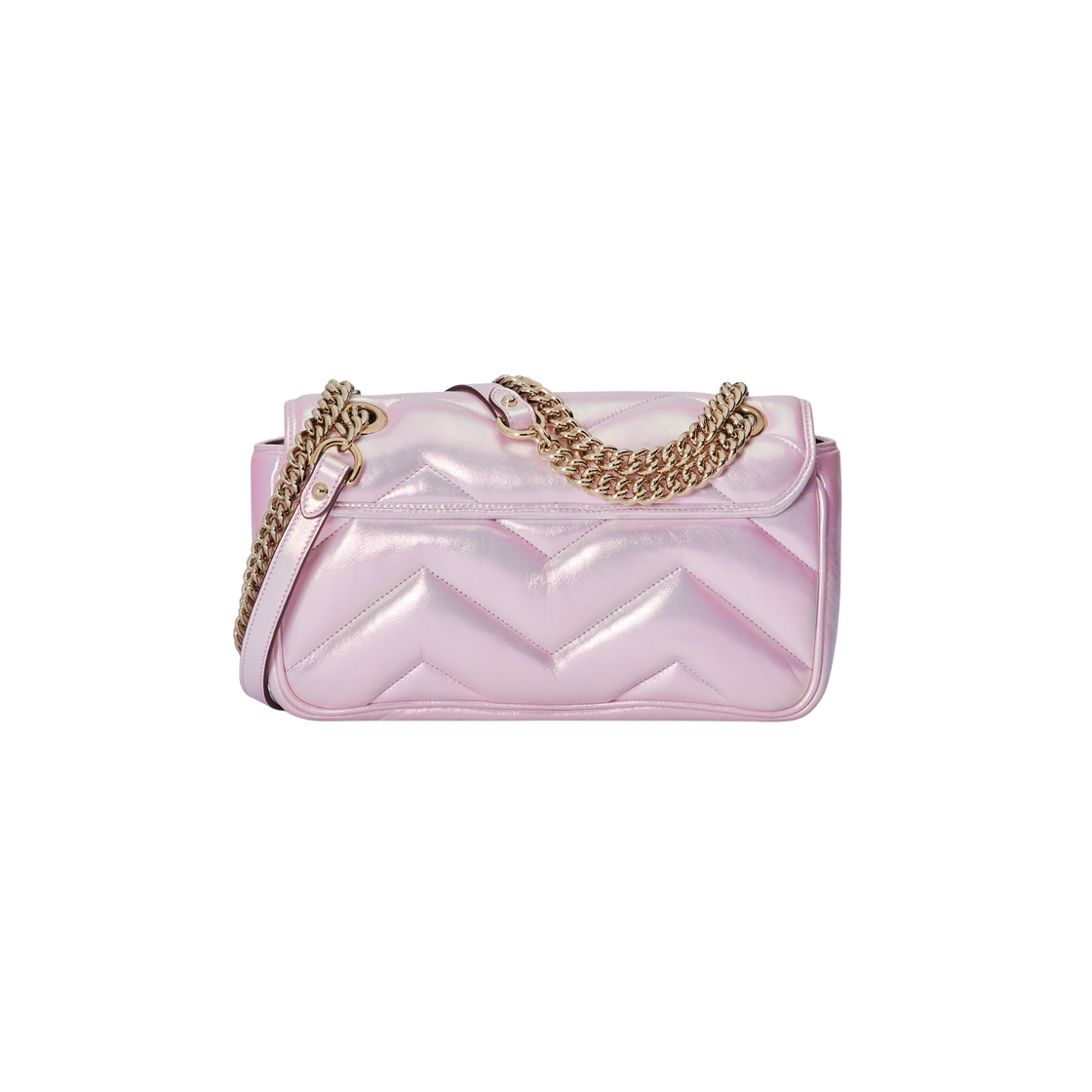 Gucci GG Marmont Small Shoulder Bag Pink Iridescent Leather 상세 이미지 3