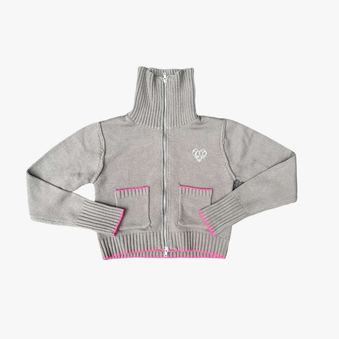 에이치티에이치 하이넥 집 니트 그레이(HTH High Neck Zip Knit Gray)