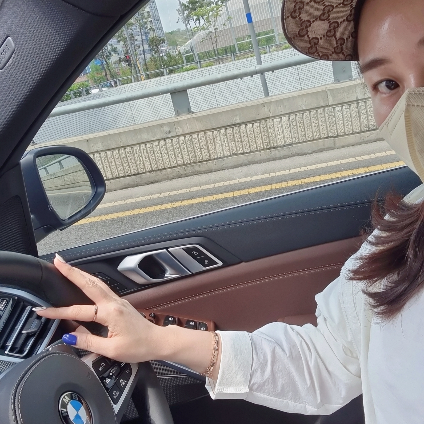 Gucci Original GG Canvas Baseball Hat with Web Beige Blue Red, Gucci Original GG Baseball Hat with Web Beige Ebony 착용 스타일 - 2