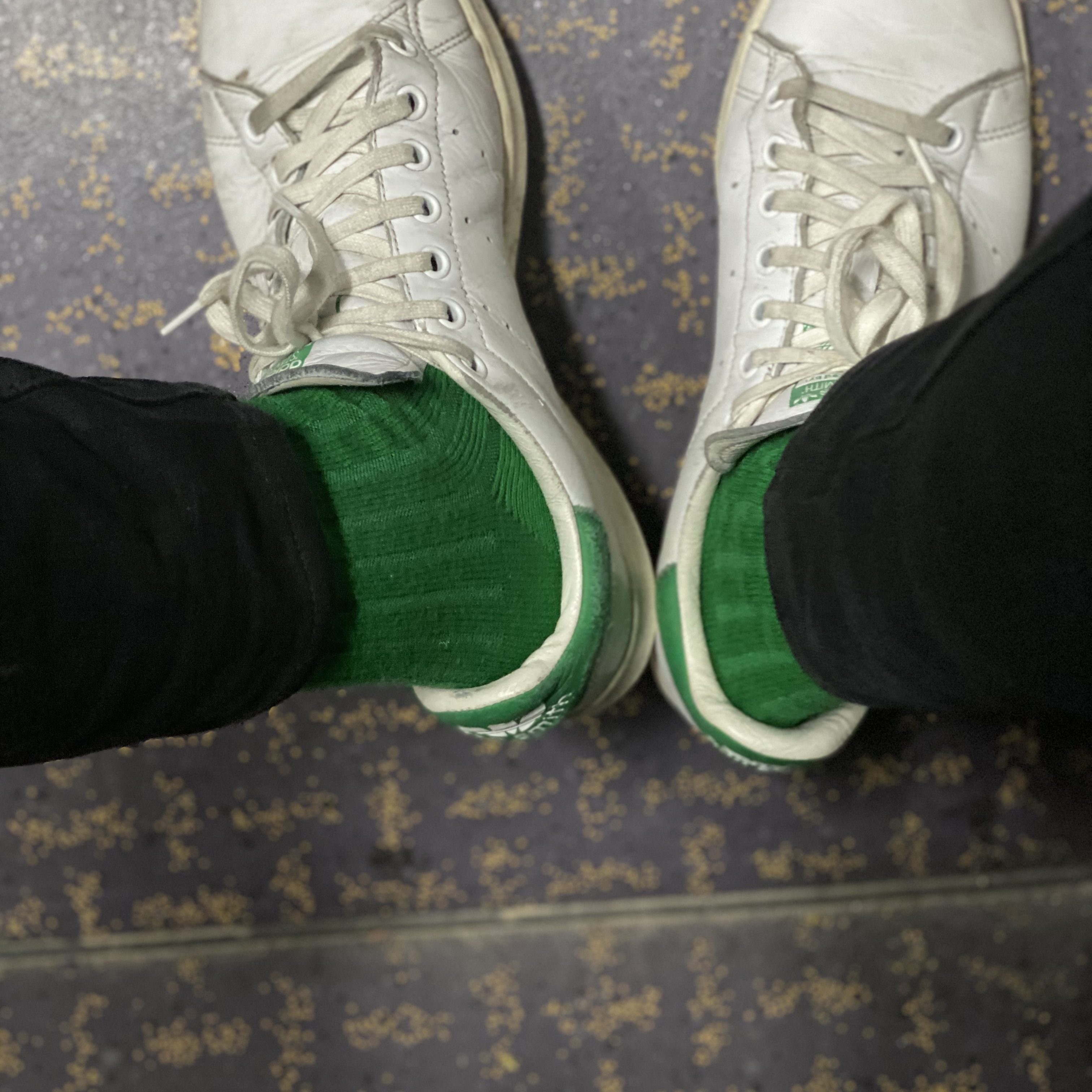 Adidas Stan Smith 80s Cloud White Green 착용 스타일 - 4