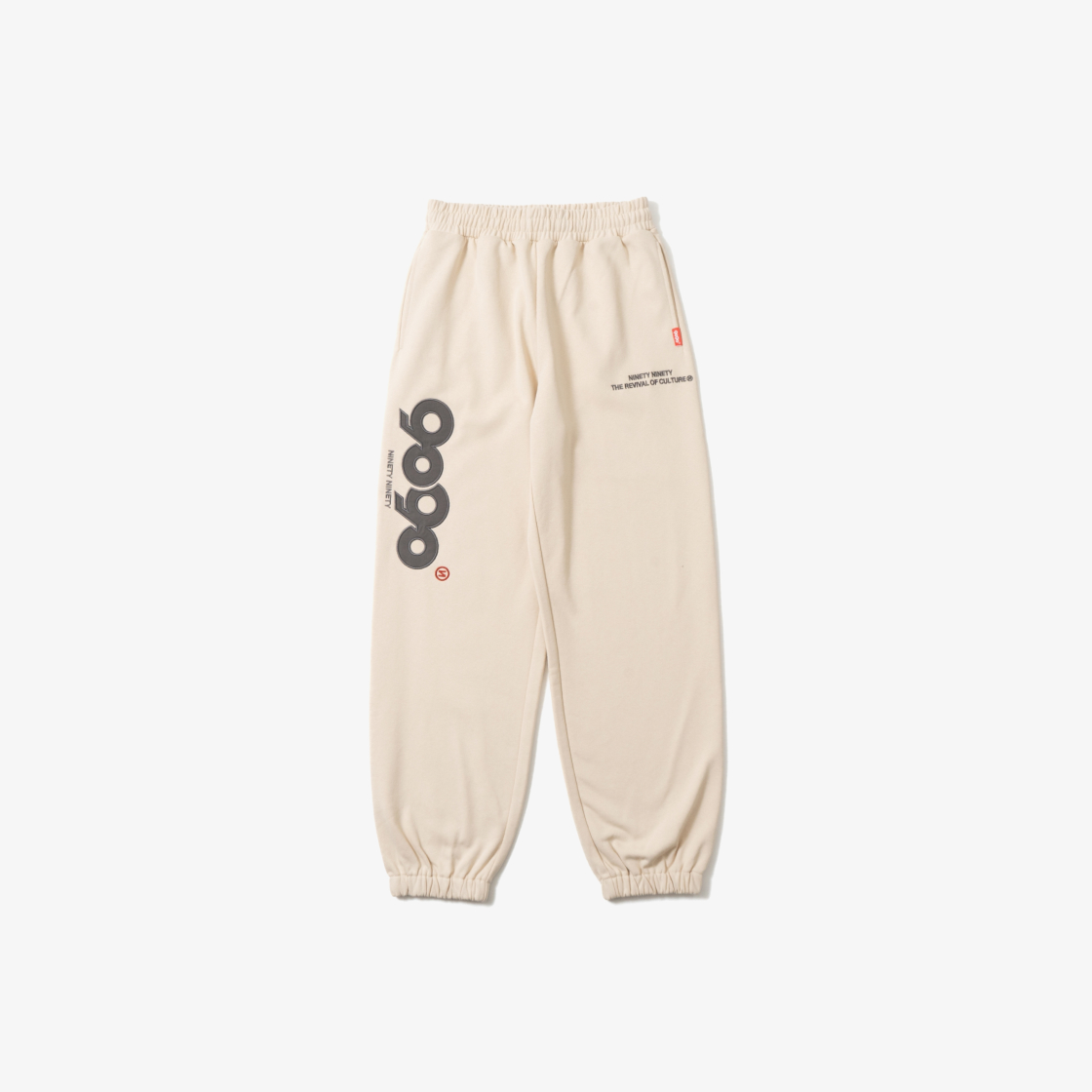 9090 OG 로고 사틴 스웨트 팬츠 샌드 베이지(9090 OG Logo Satin Sweat Pants Sand Beige)