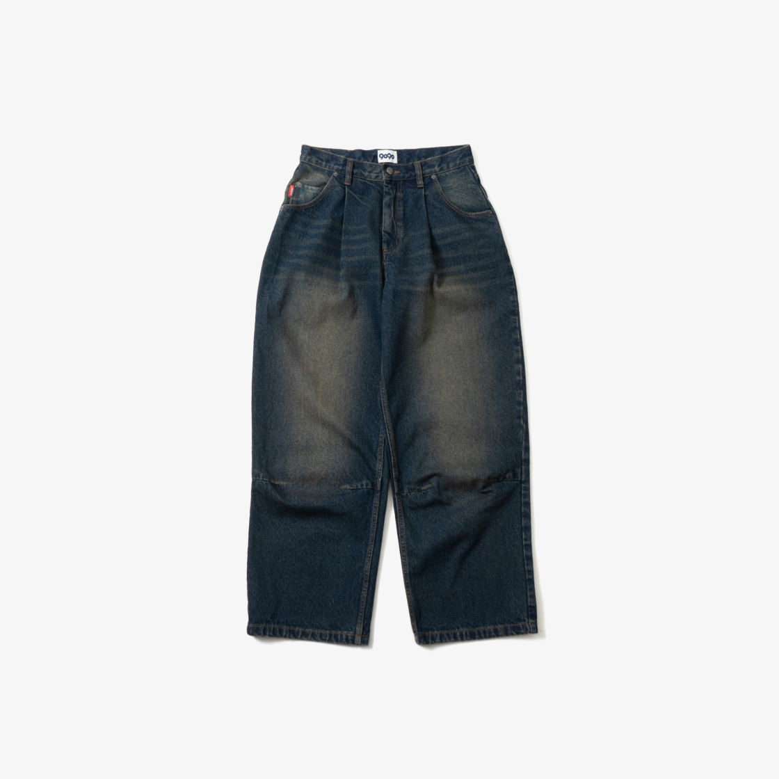 9090 킹 로고 버기 데님 팬츠 인디고 옐로우(9090 King Logo Buggy Denim Pants Indigo Yellow)