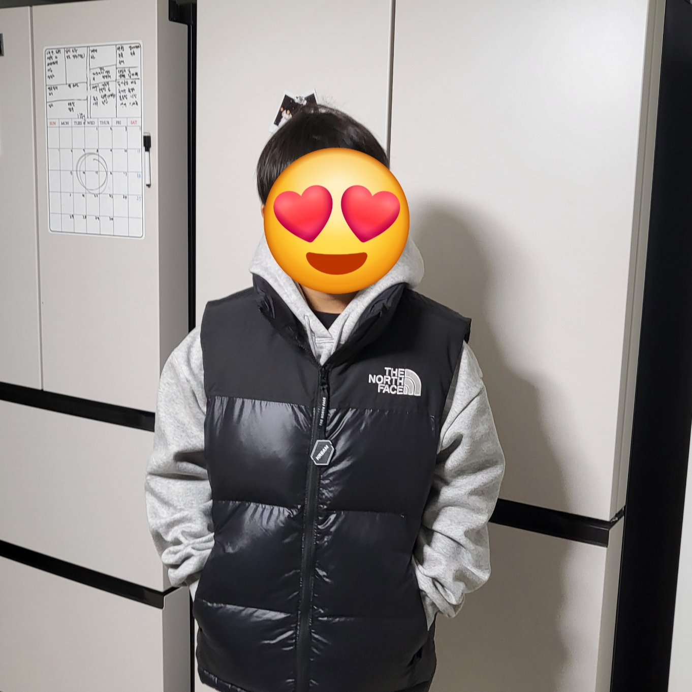 The North Face Nuptse On Ball Vest Real Black 착용 스타일 - 2