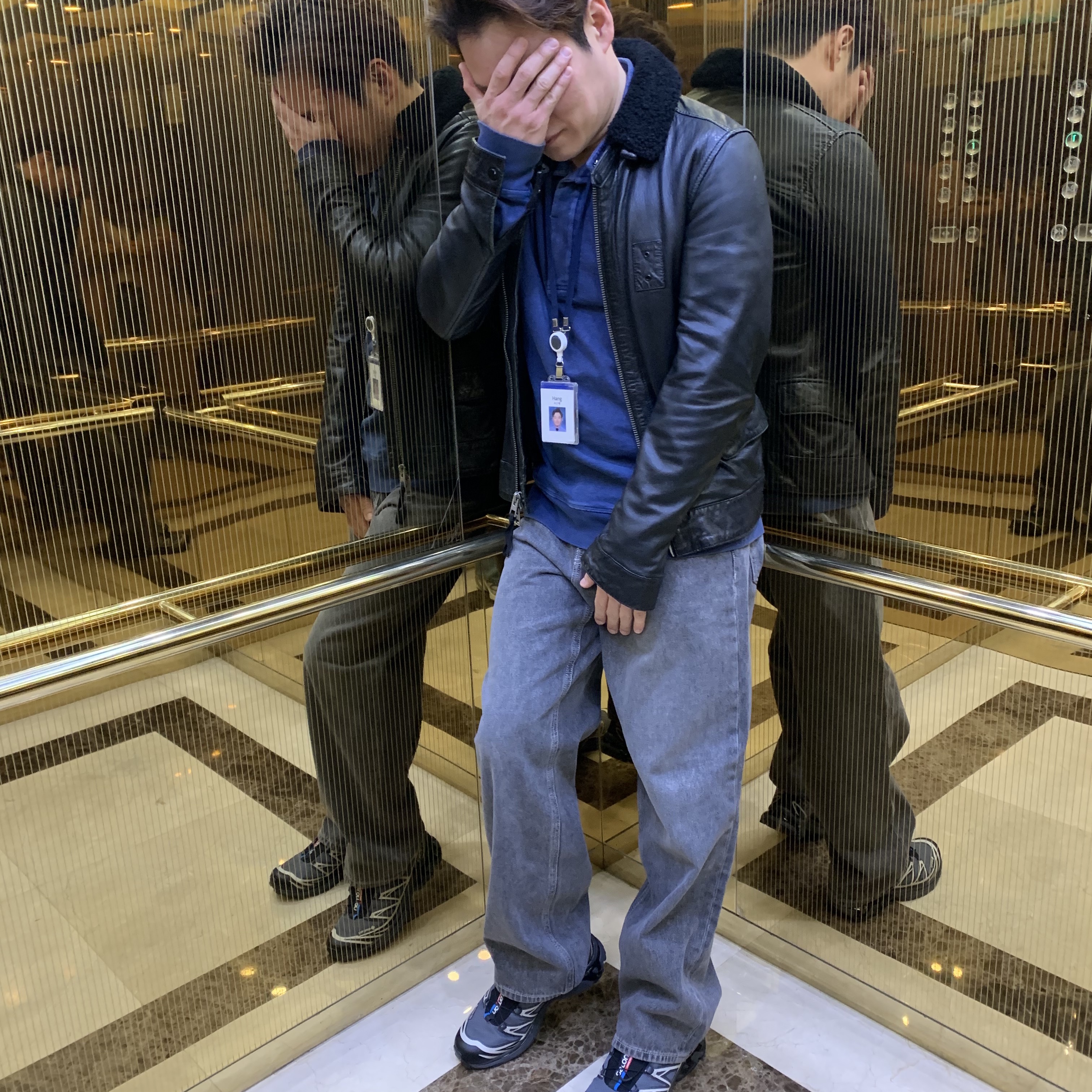 Salomon XT-6 Gore-Tex Black Ebony, Stone Island 540B2 Soft Cotton Crewneck Knit Avio Blue - 23SS 착용 스타일
