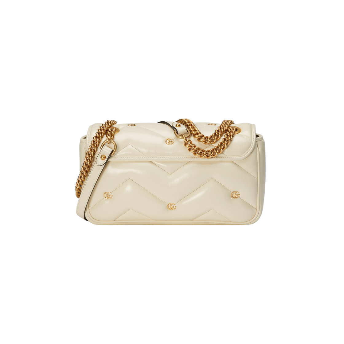 Gucci GG Marmont Small Shoulder Bag White Leather 상세 이미지 3