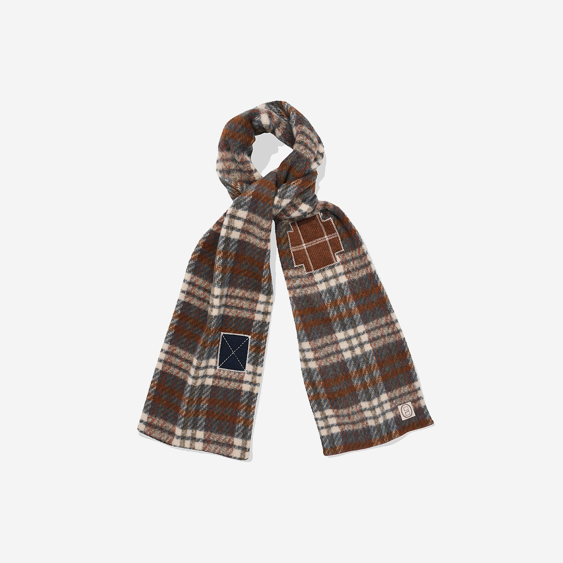 카락터 크로셰 체크 머플러 블루 오렌지(Karactor Crochet Check Muffler Blue Orange)