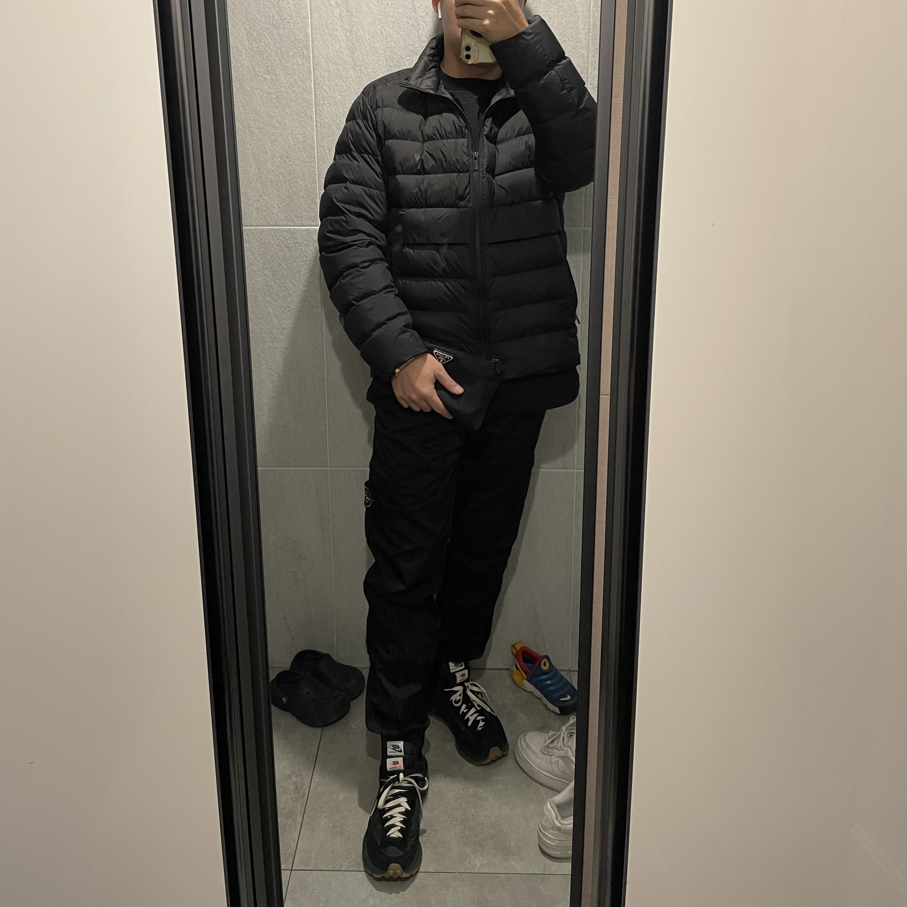 Nike x Sacai VaporWaffle Black and Gum 착용 스타일