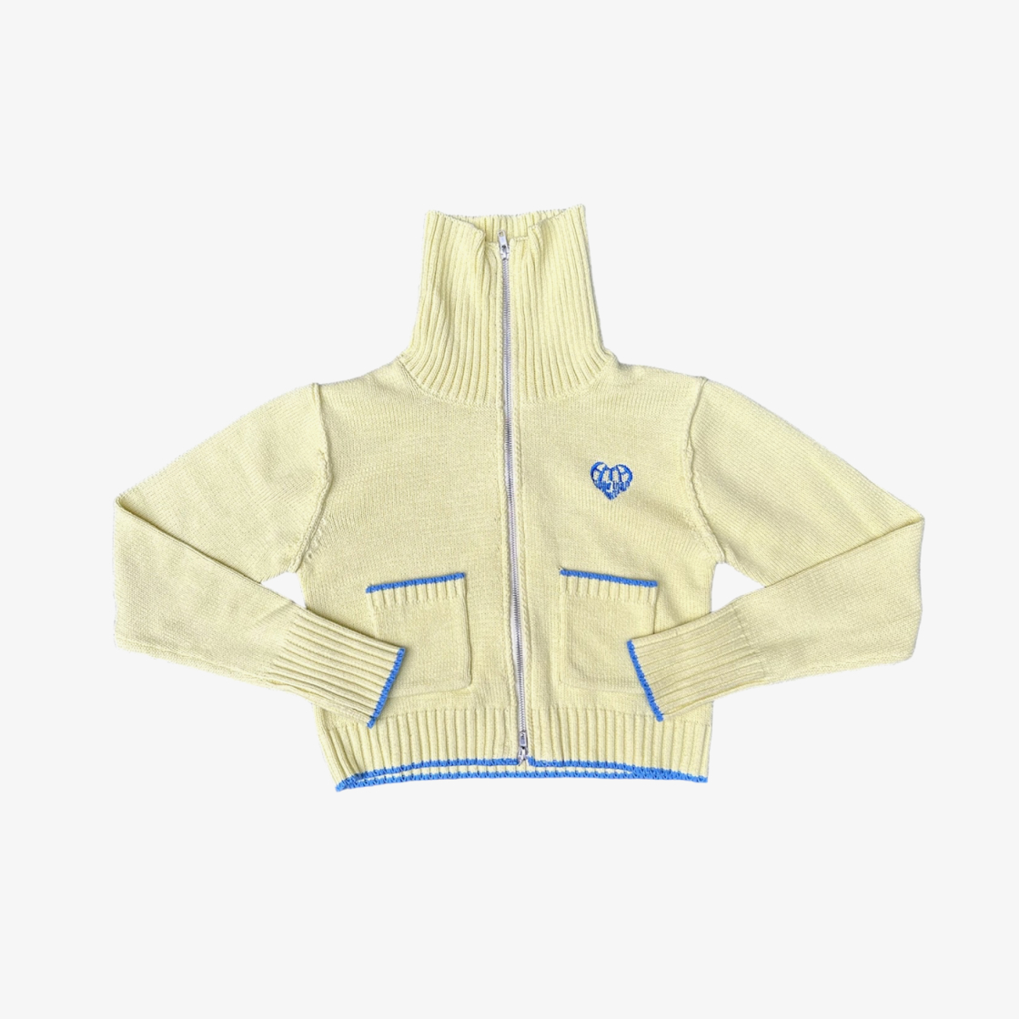 에이치티에이치 하이넥 집 니트 옐로우(HTH High Neck Zip Knit Yellow)