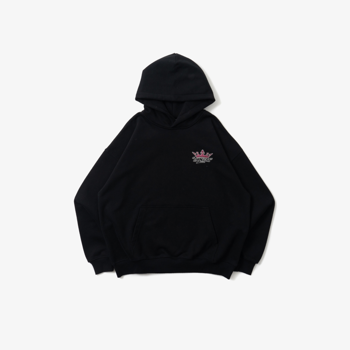 9090 킹 로고 라인스톤 후드 블랙(9090 King Logo Rhinestone Hoodie Black)