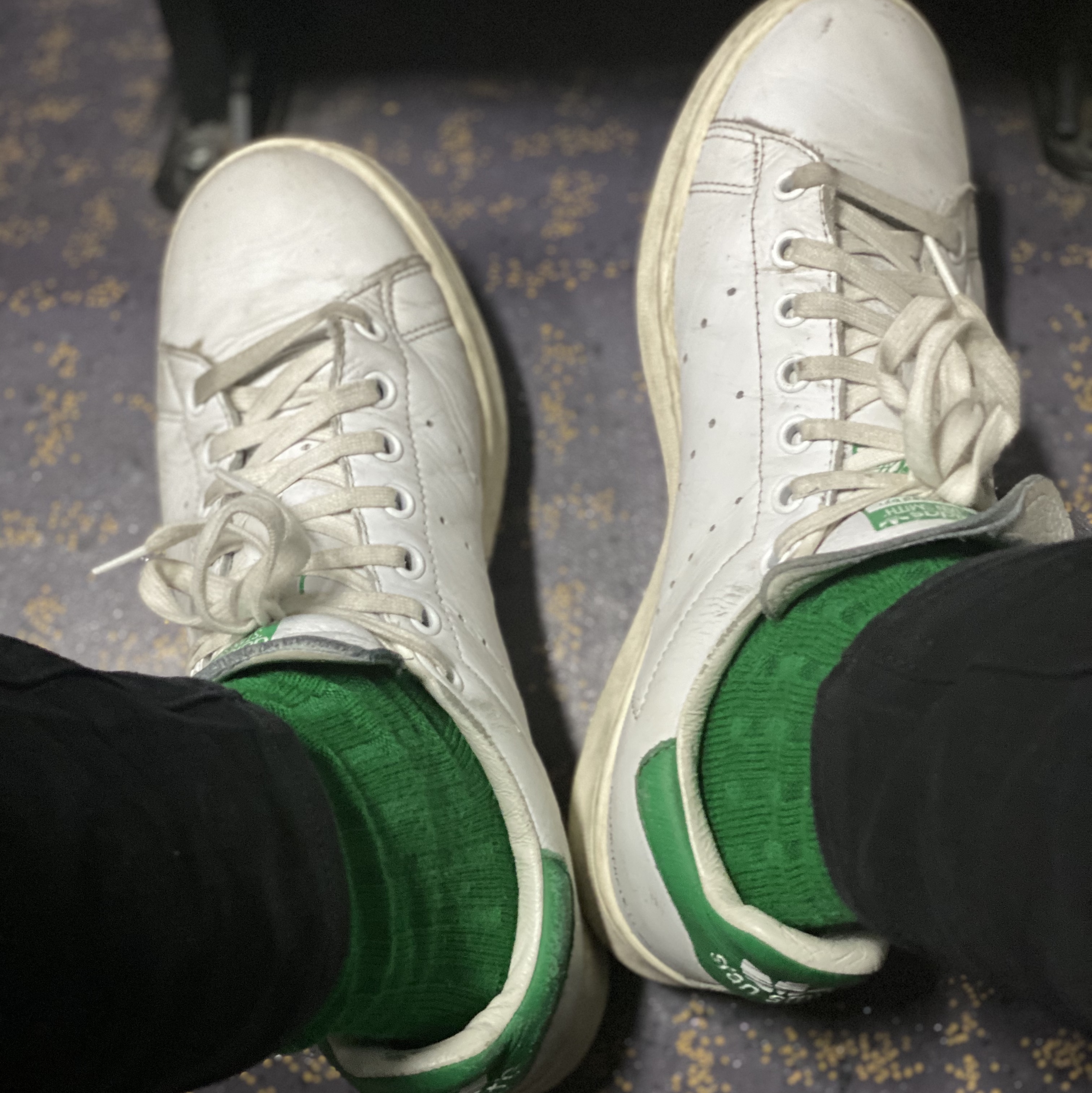 Adidas Stan Smith 80s Cloud White Green 착용 스타일 - 5