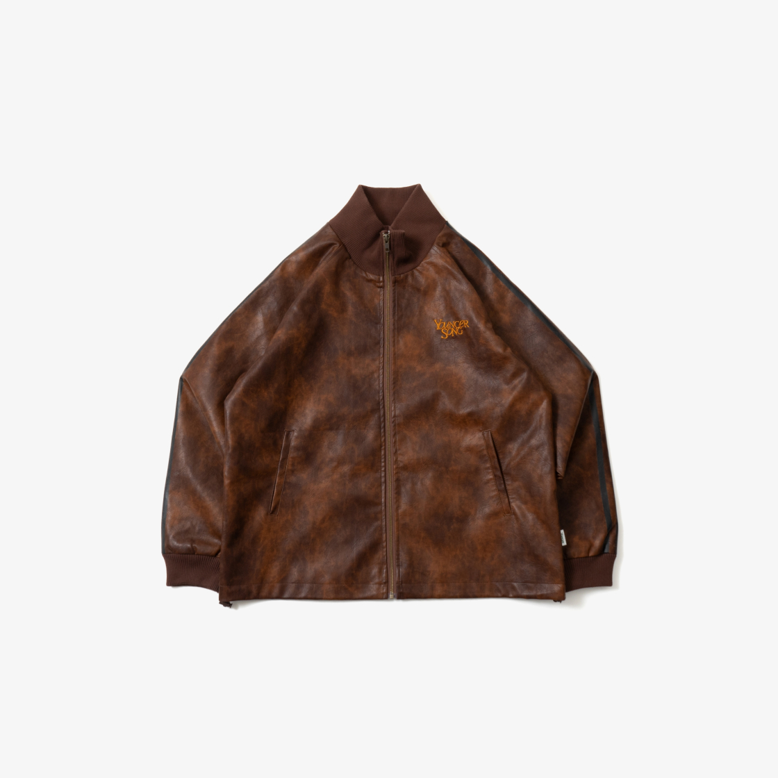 영거송 레더 트랙 자켓 브라운(Younger Song Leather Track Jacket Brown)
