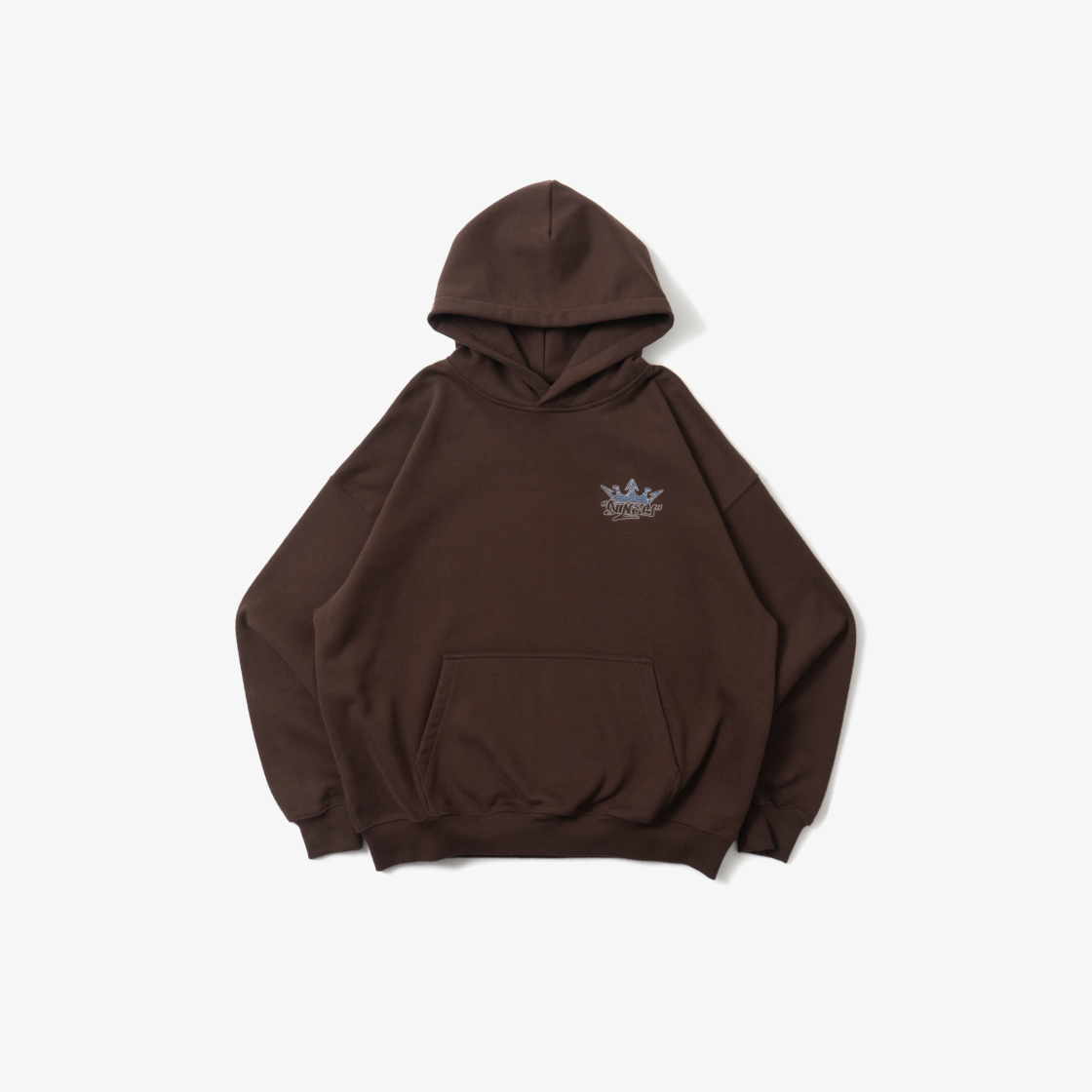 9090 킹 로고 라인스톤 후드 브라운(9090 King Logo Rhinestone Hoodie Brown)